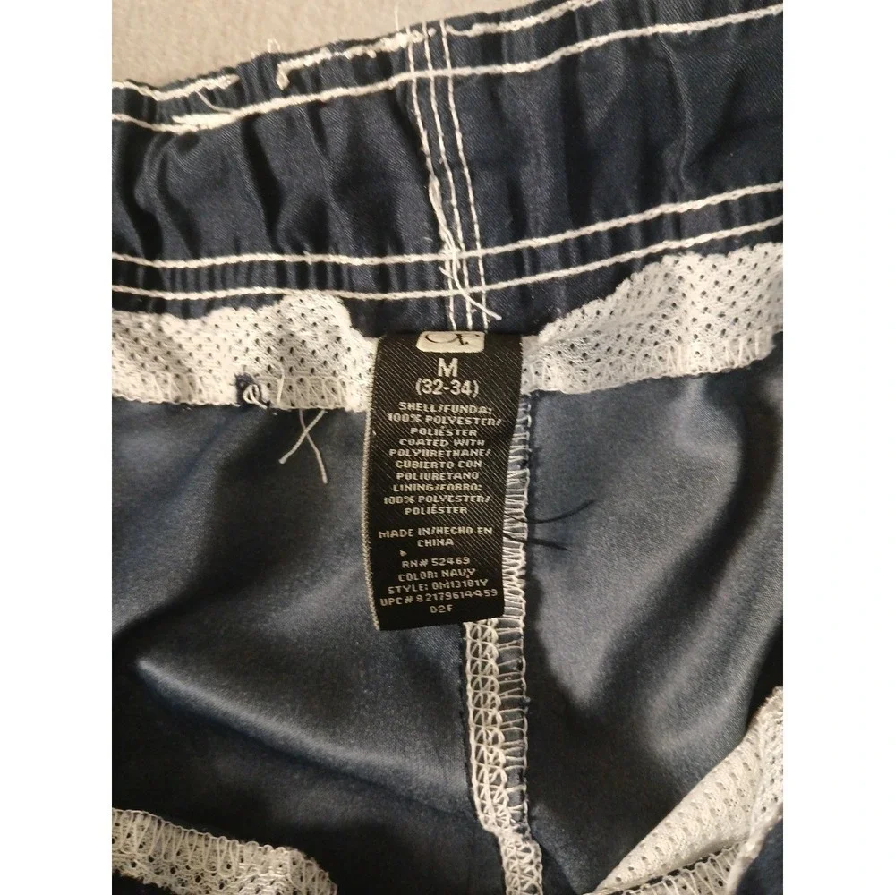 OP SPORT SWIM TRUNKS SHORTS Men's M NAVY  Blue Print Lined Beach Board Surf!!